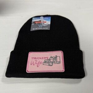 Black Beanie with Pink Patch